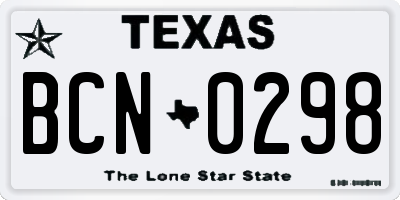 TX license plate BCN0298