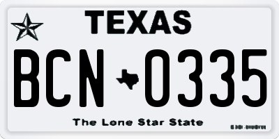 TX license plate BCN0335