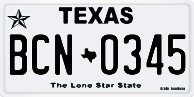 TX license plate BCN0345