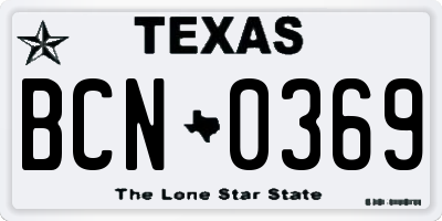 TX license plate BCN0369
