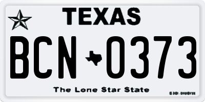 TX license plate BCN0373