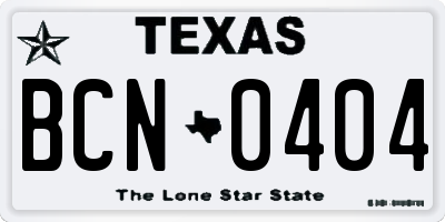 TX license plate BCN0404