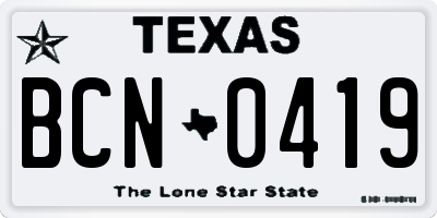 TX license plate BCN0419