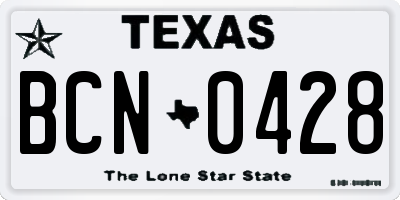 TX license plate BCN0428