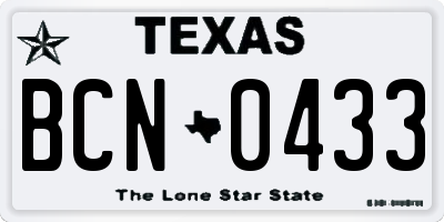 TX license plate BCN0433