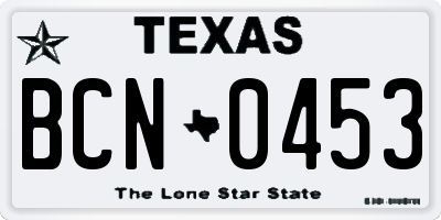 TX license plate BCN0453