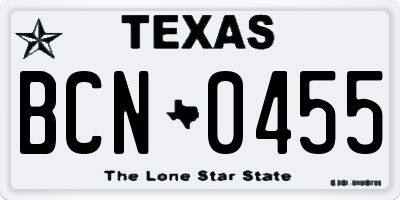 TX license plate BCN0455