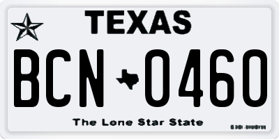 TX license plate BCN0460