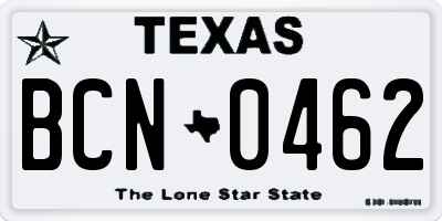 TX license plate BCN0462