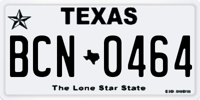 TX license plate BCN0464