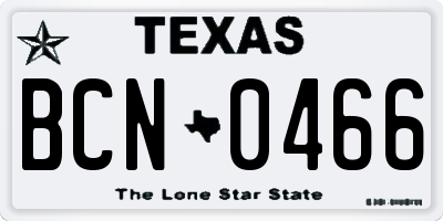 TX license plate BCN0466