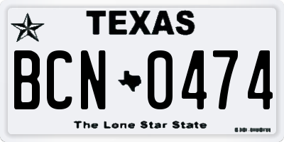 TX license plate BCN0474