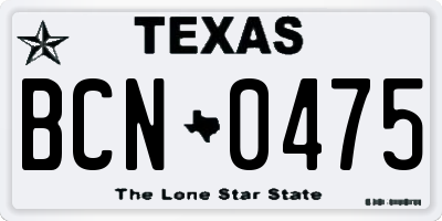 TX license plate BCN0475