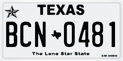 TX license plate BCN0481