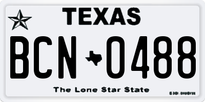 TX license plate BCN0488