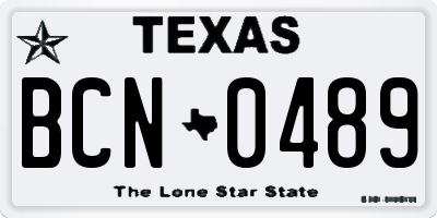TX license plate BCN0489