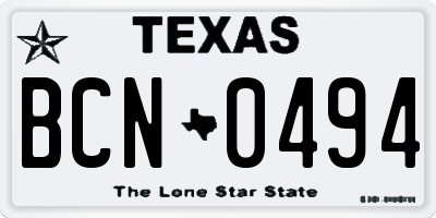 TX license plate BCN0494