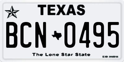 TX license plate BCN0495