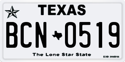 TX license plate BCN0519