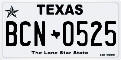 TX license plate BCN0525