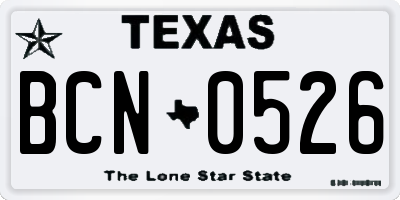 TX license plate BCN0526