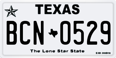 TX license plate BCN0529