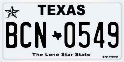 TX license plate BCN0549
