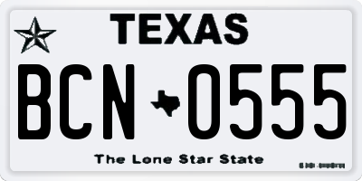 TX license plate BCN0555
