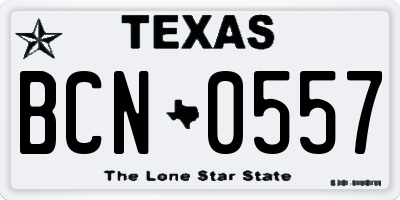 TX license plate BCN0557