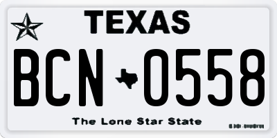 TX license plate BCN0558