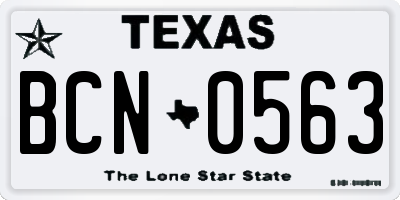 TX license plate BCN0563
