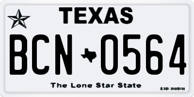 TX license plate BCN0564