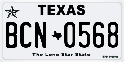 TX license plate BCN0568