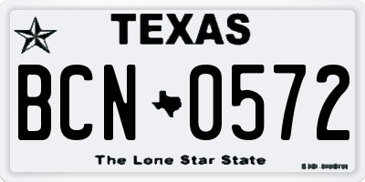 TX license plate BCN0572