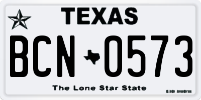 TX license plate BCN0573
