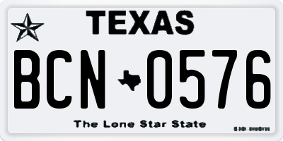 TX license plate BCN0576