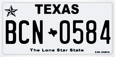 TX license plate BCN0584