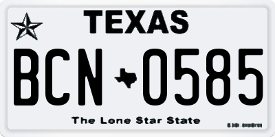TX license plate BCN0585
