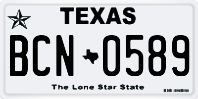 TX license plate BCN0589