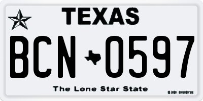 TX license plate BCN0597