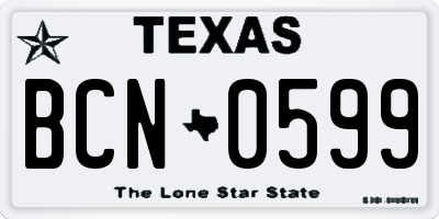 TX license plate BCN0599