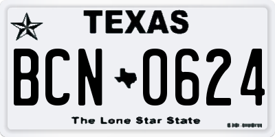 TX license plate BCN0624
