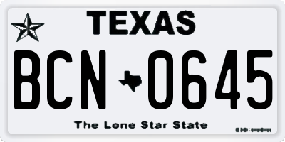 TX license plate BCN0645