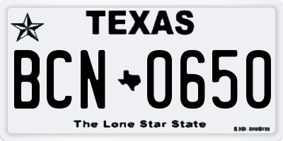TX license plate BCN0650