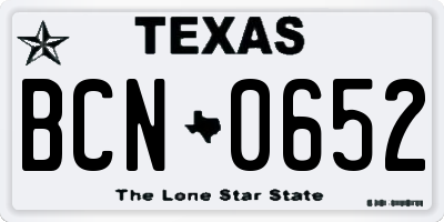 TX license plate BCN0652