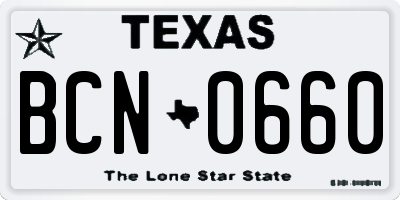 TX license plate BCN0660