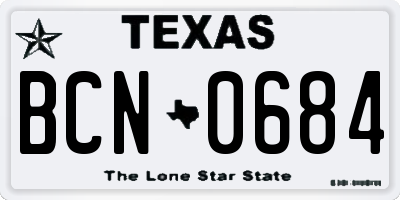 TX license plate BCN0684