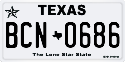 TX license plate BCN0686