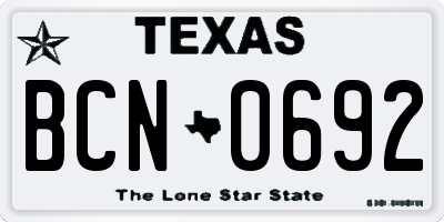TX license plate BCN0692