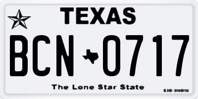 TX license plate BCN0717
